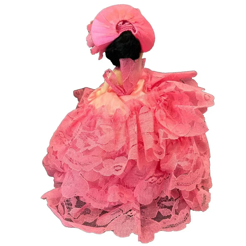 1950sish Vintage Doll in Pink Lace Dress with Handmade Dress, Preloved